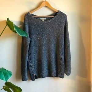 Marled Zip Hem Boyfriend Sweater